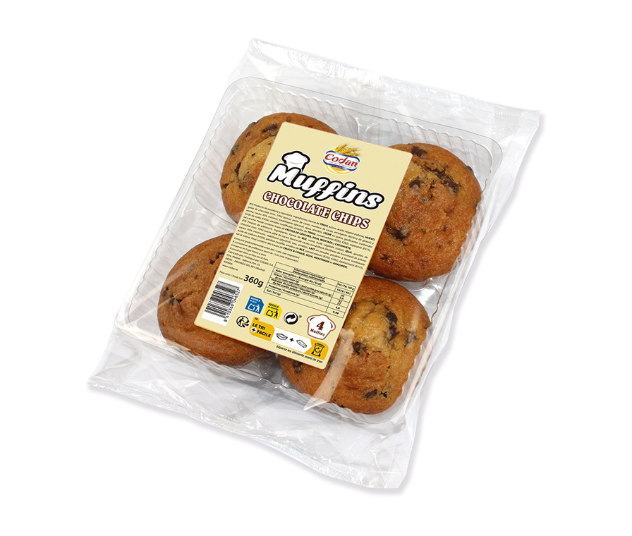 MUFFINS CHOCOLATE CHIPS x4