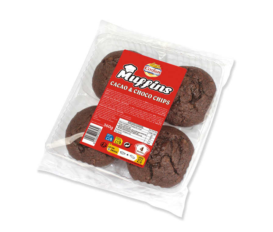 Muffins cacao & choco chips x4